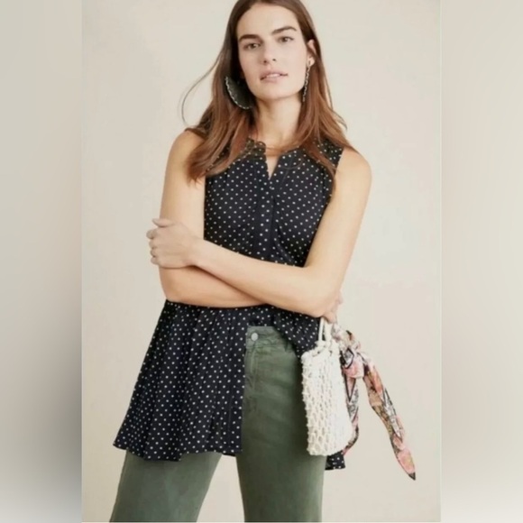 Anthropologie Tops - 🆕Anthropologie - Nia sleeveless button down polka-dot tunic